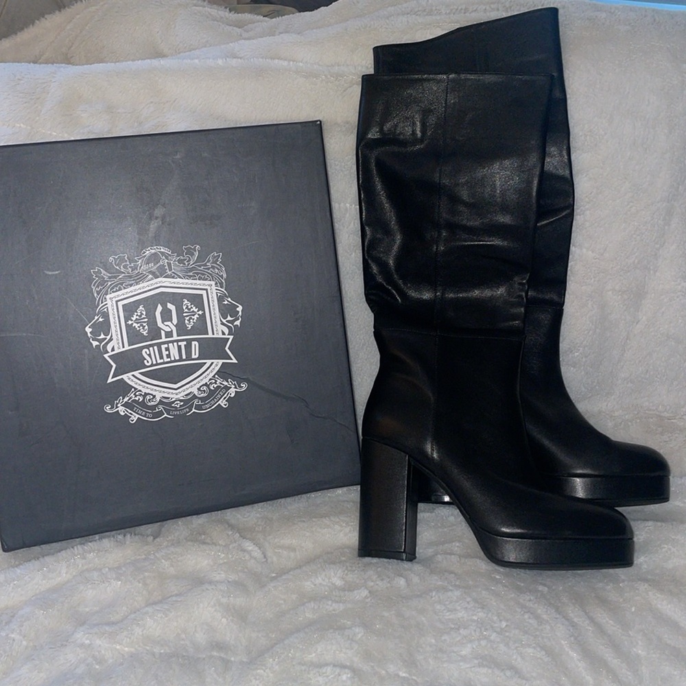NWT Anthropologie SILENT D YELLONA Black Leather Boot - Picture 7 of 11